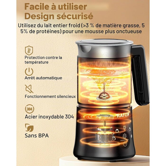 Mousseur à lait électrique 5-en-1 - 33% de remise - Noir