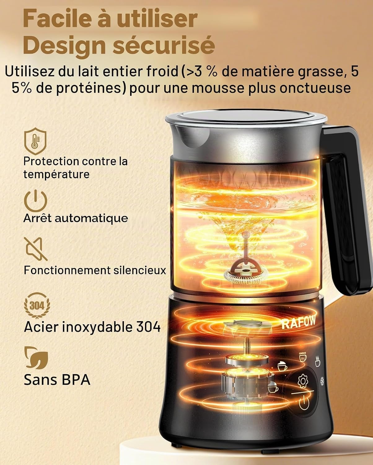 Mousseur à lait électrique 5-en-1 - 33% de remise - Noir