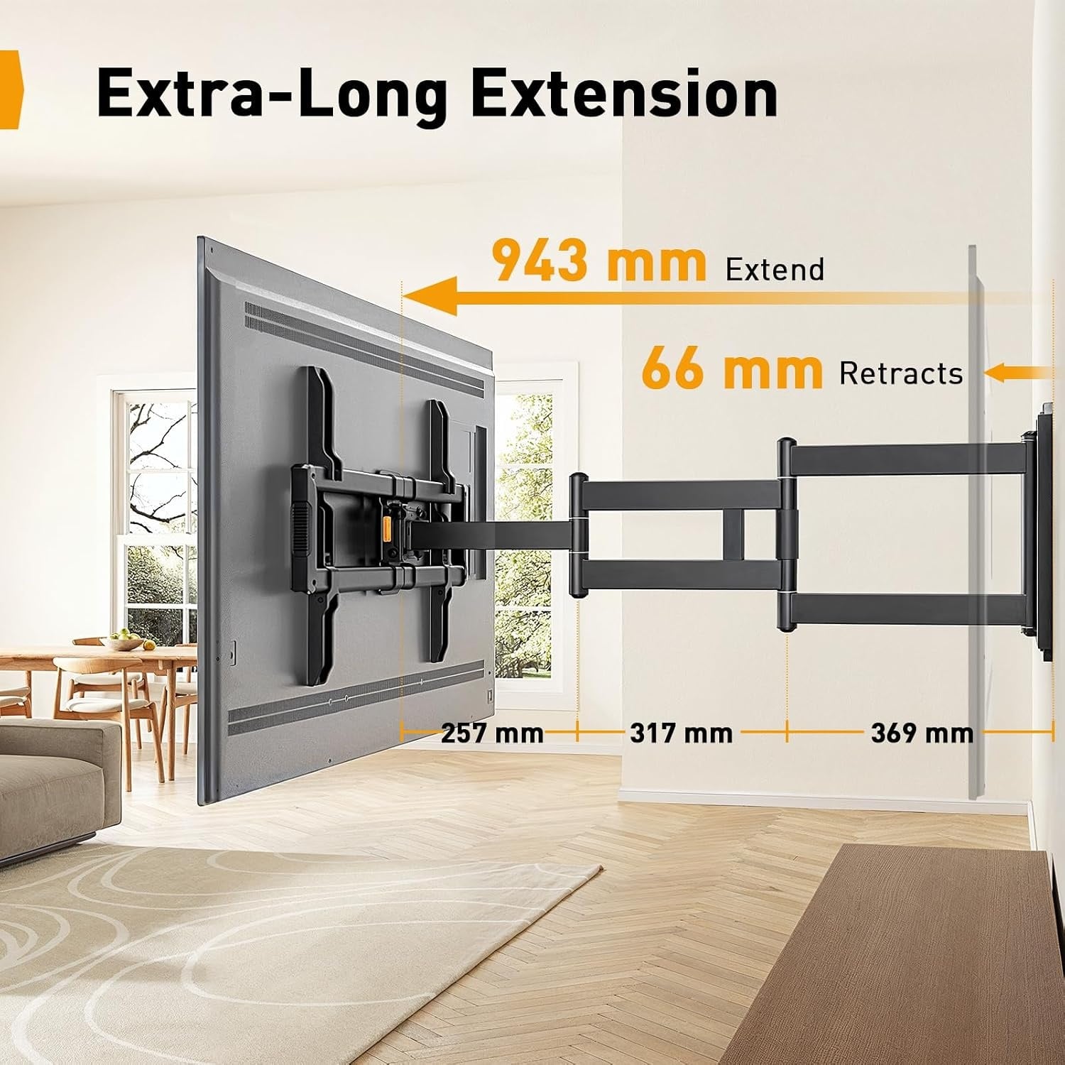Support Mural TV Articulé 42-84 pouces, Bras Long 943 mm - 34% de remise