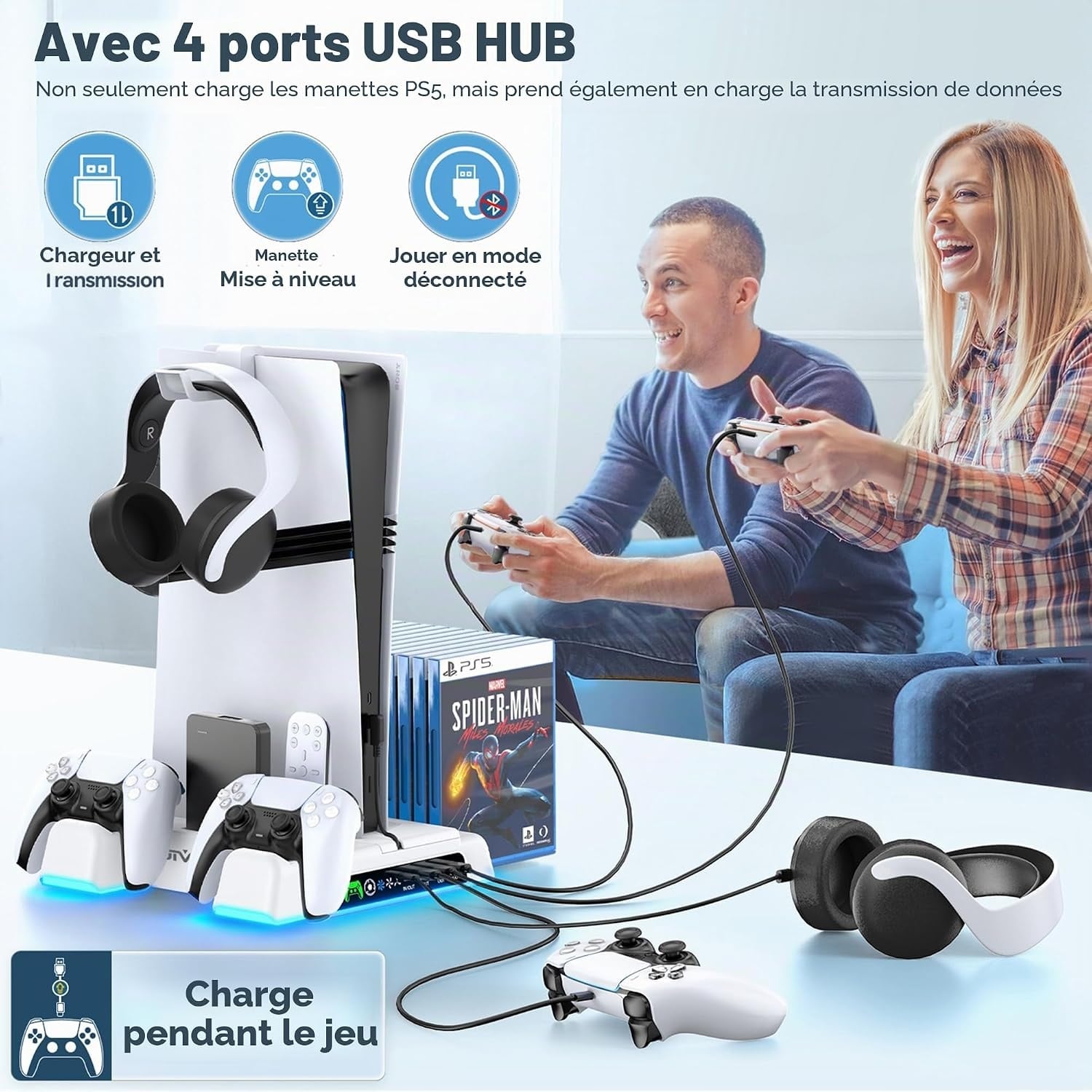 Station de refroidissement PS5/Slim/Pro - 32% de remise - Blanc