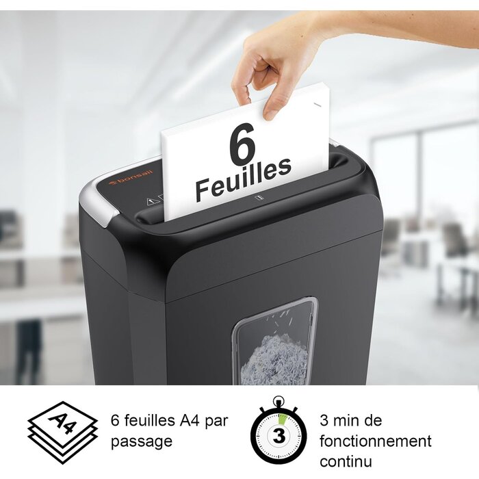 Destructeur de documents 6 feuilles coupe croisée - 32% de remise