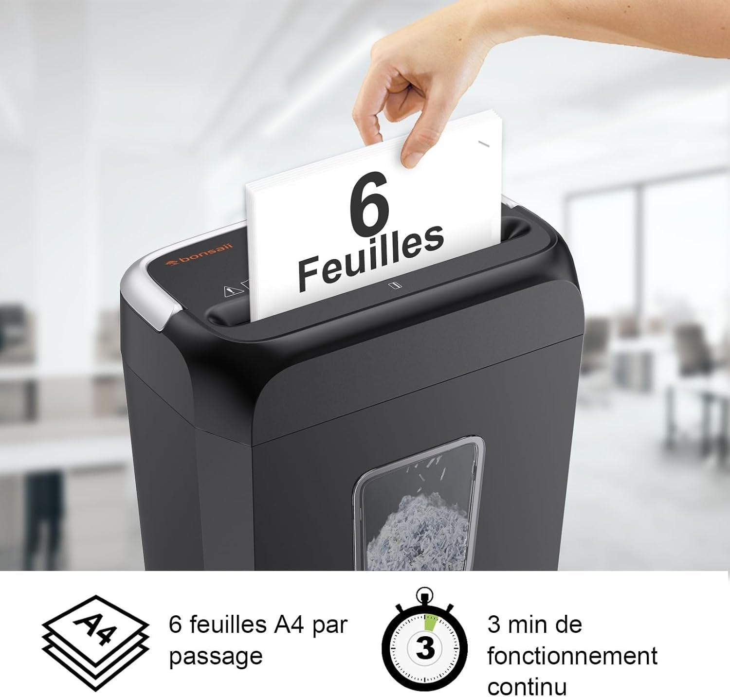 Destructeur de documents 6 feuilles coupe croisée - 32% de remise