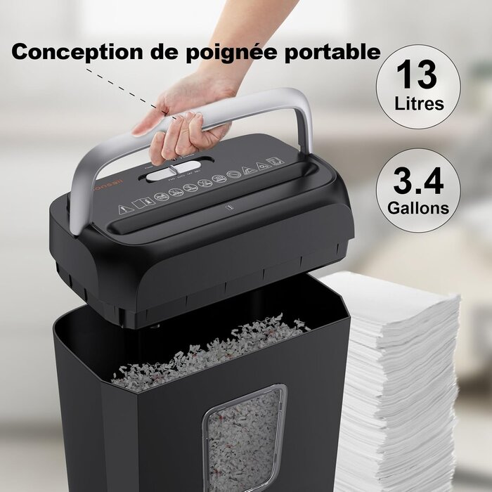 Destructeur de documents 6 feuilles coupe croisée - 32% de remise