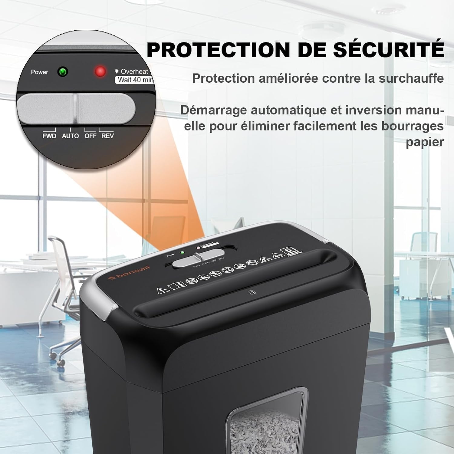 Destructeur de documents 6 feuilles coupe croisée - 32% de remise