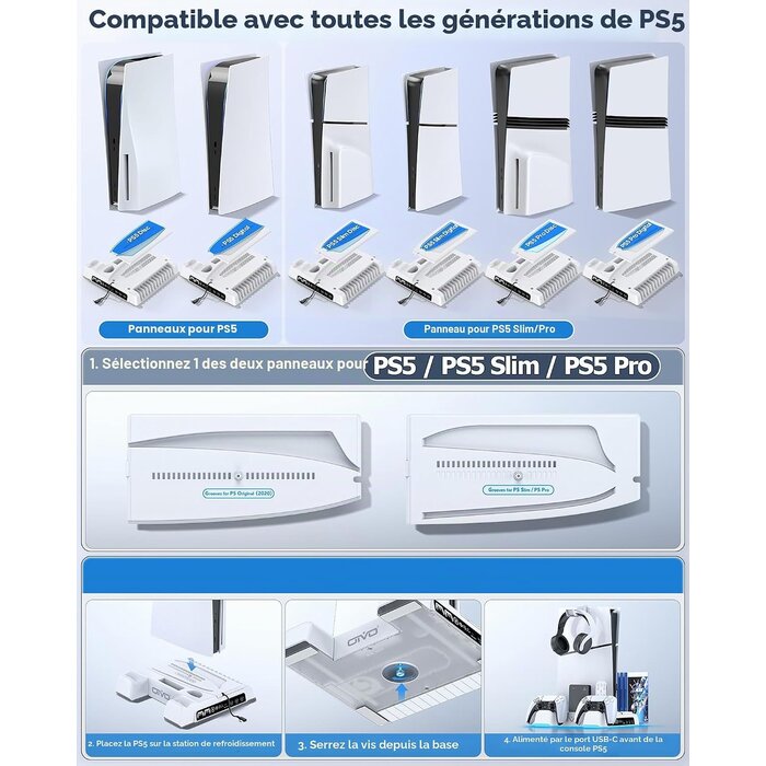 Support PS5 multifonction avec refroidissement et chargeur - 32% de remise
