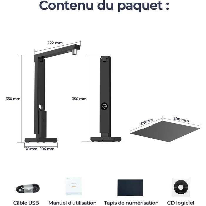 Scanner de documents pliable 12 MP USB-C - 34% de remise