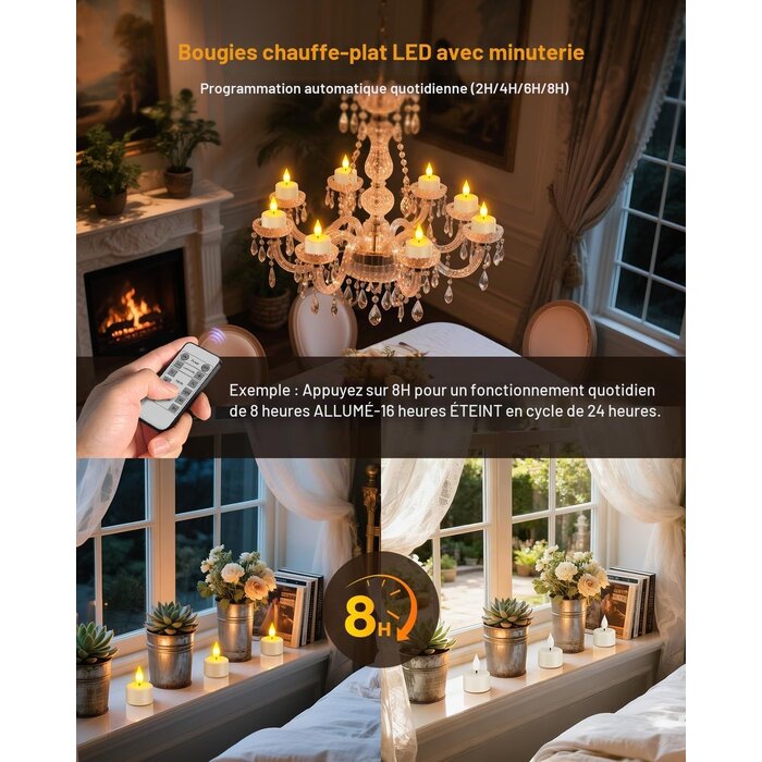 Lot de 12 bougies LED rechargeables avec station de charge - 33% de remise