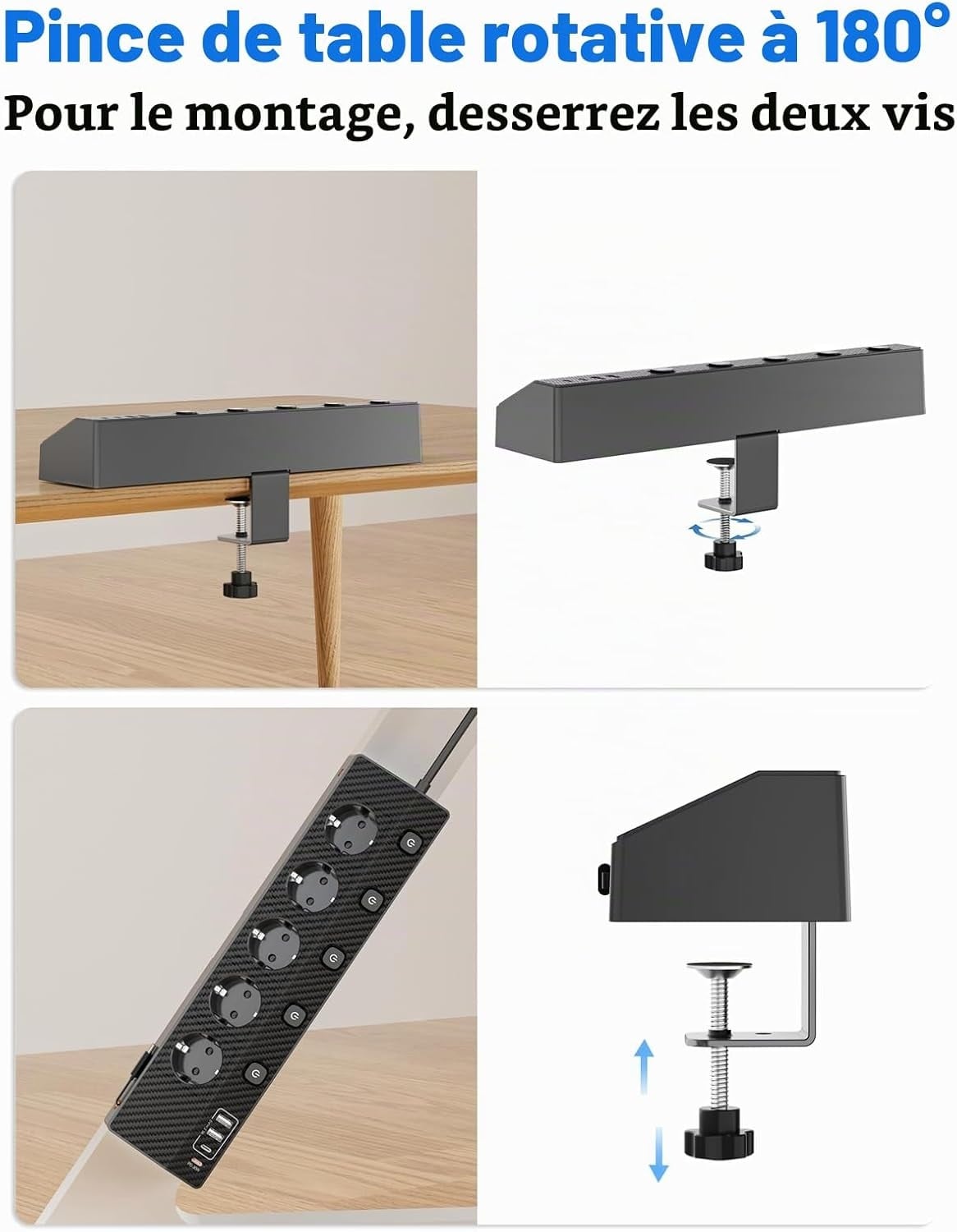 Multiprise de bureau 5 prises et 5 ports USB - 32% de remise