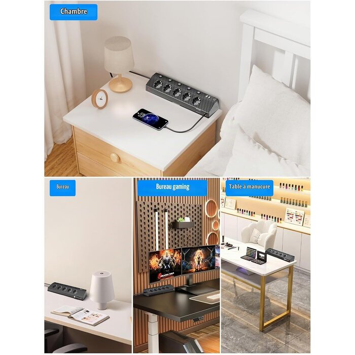 Multiprise de bureau 5 prises et 5 ports USB - 32% de remise