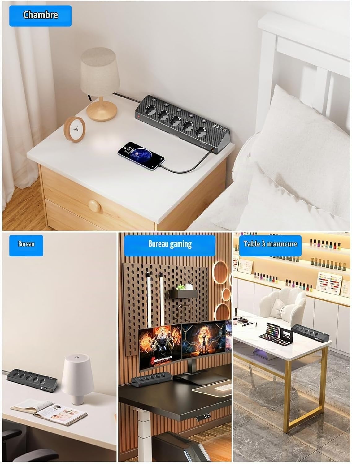 Multiprise de bureau 5 prises et 5 ports USB - 32% de remise