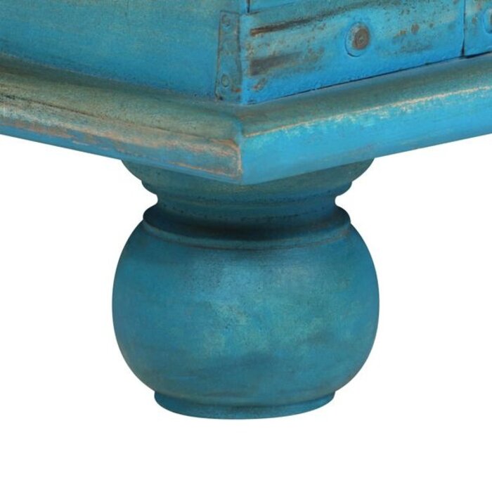 Coffre de rangement en bois de manguier bleu - 100x40x41 cm - 35% de remise