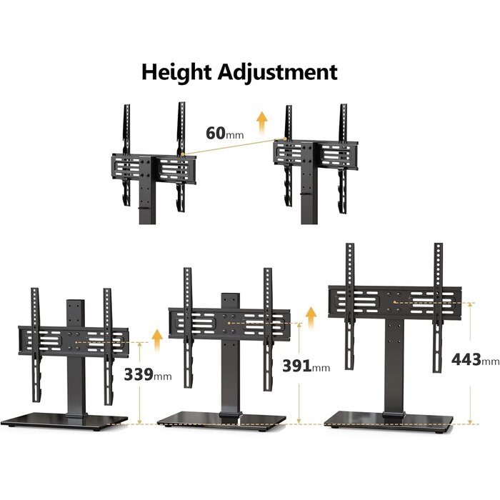 Support TV de table 27-55 pouces - Verre trempé - Noir - 32% de remise