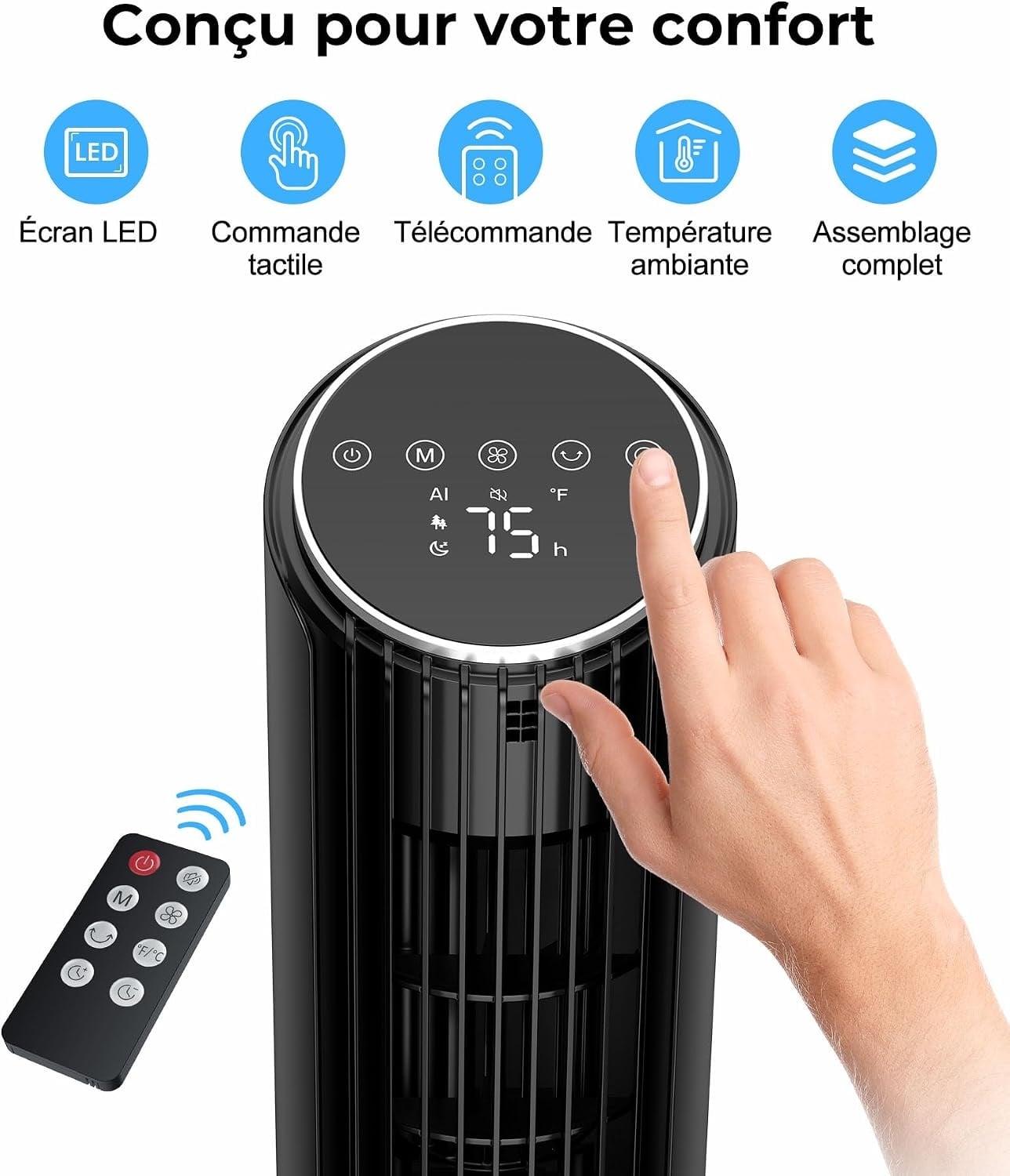 Ventilateur tour 33 cm silencieux 24 dB - 32% de remise