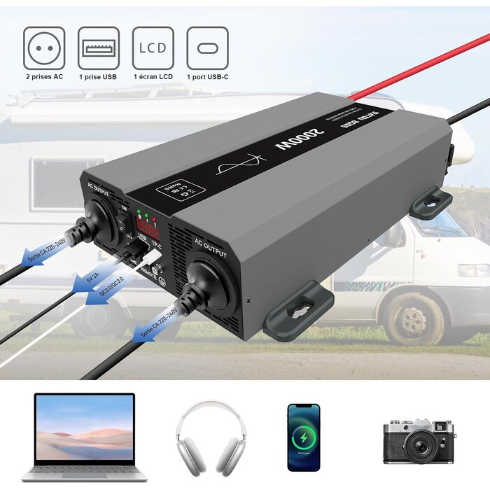 Convertisseur Pur Sinus 24V 2000W avec télécommande - 35% de remise