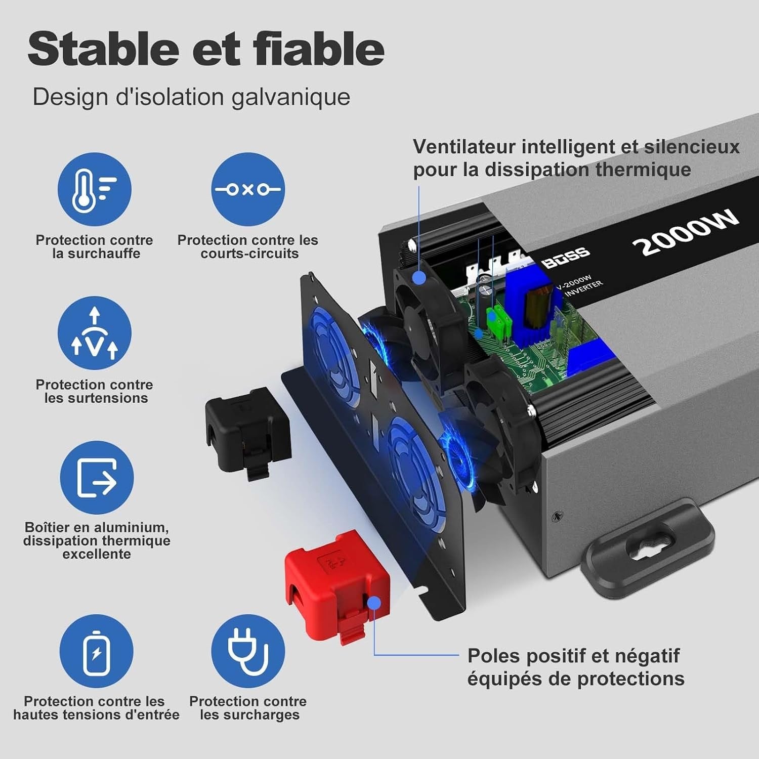 Convertisseur Pur Sinus 24V 2000W avec télécommande - 35% de remise