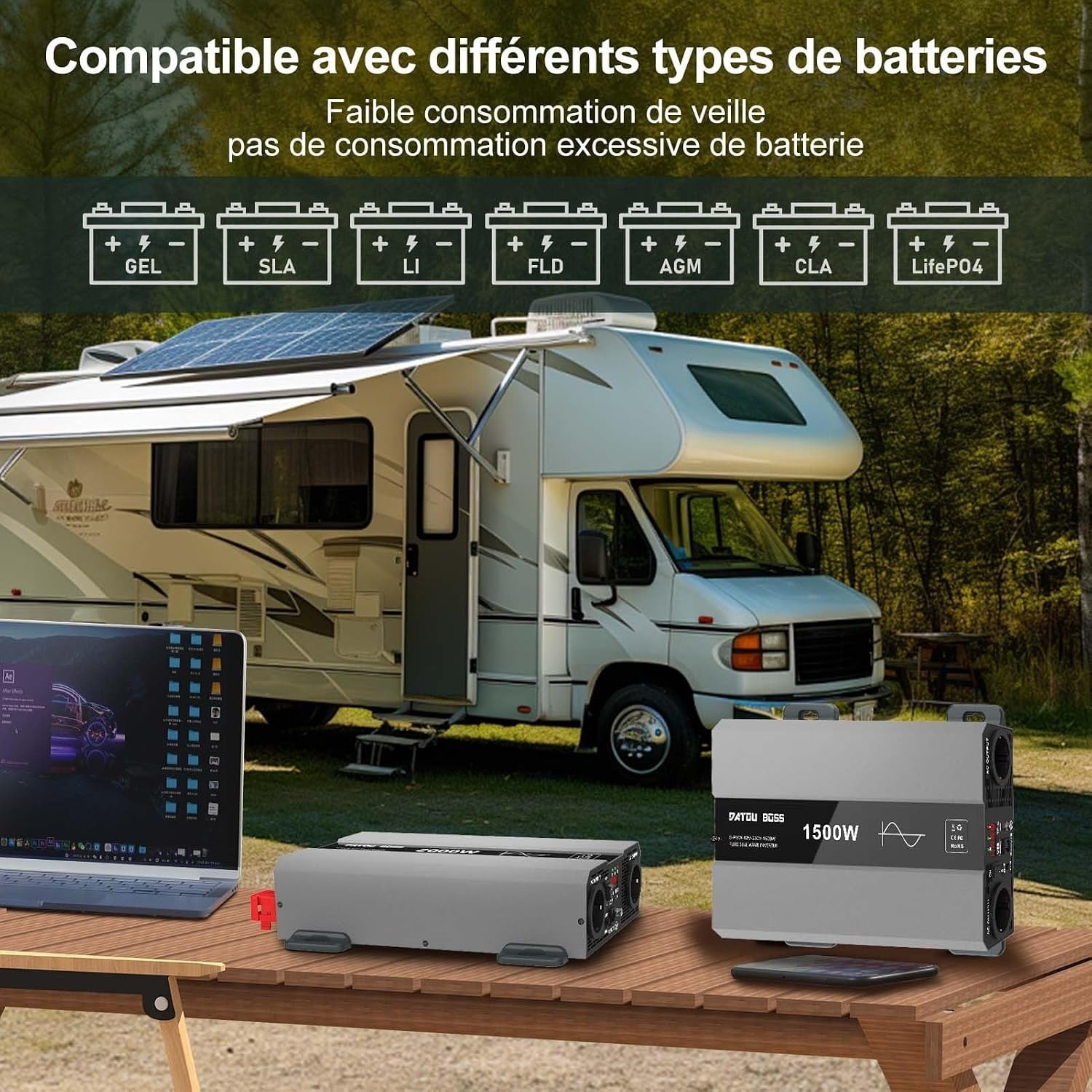 Convertisseur Pur Sinus 24V 2000W avec télécommande - 35% de remise