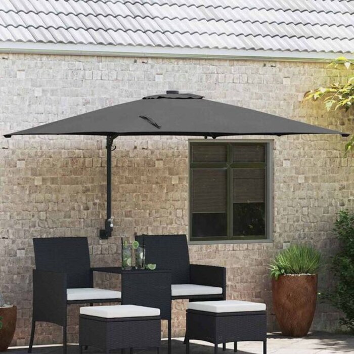 Parasol mural anthracite avec LED - 248,5 cm - 35% de remise