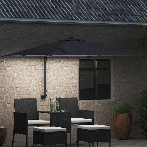 Parasol mural anthracite avec LED - 248,5 cm - 35% de remise
