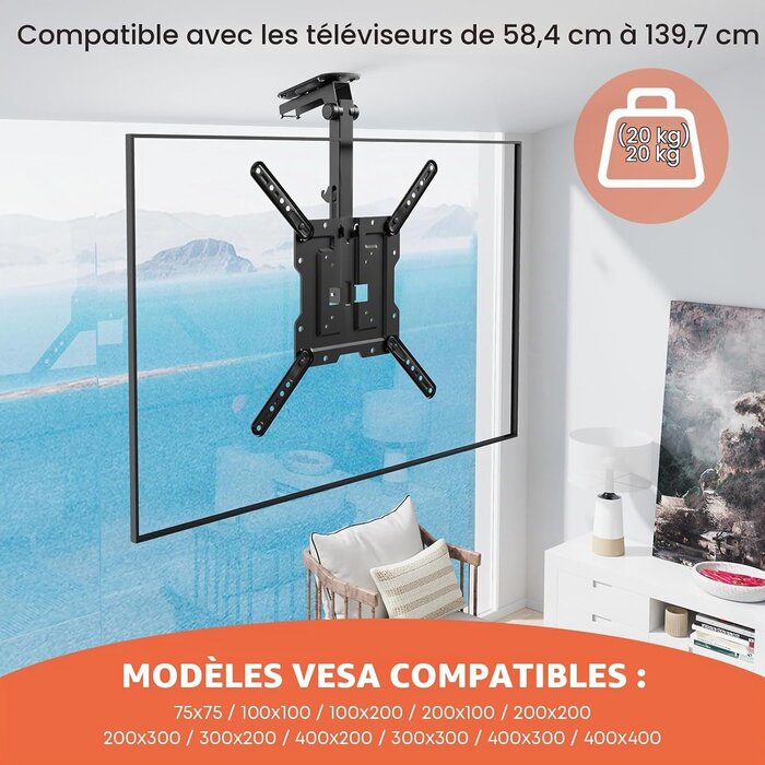 Support plafond pliable pour TV 23-55 pouces - 32% de remise