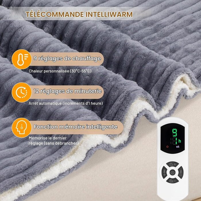 Couverture Chauffante 160x130cm, 9 Niveaux - 33% de remise