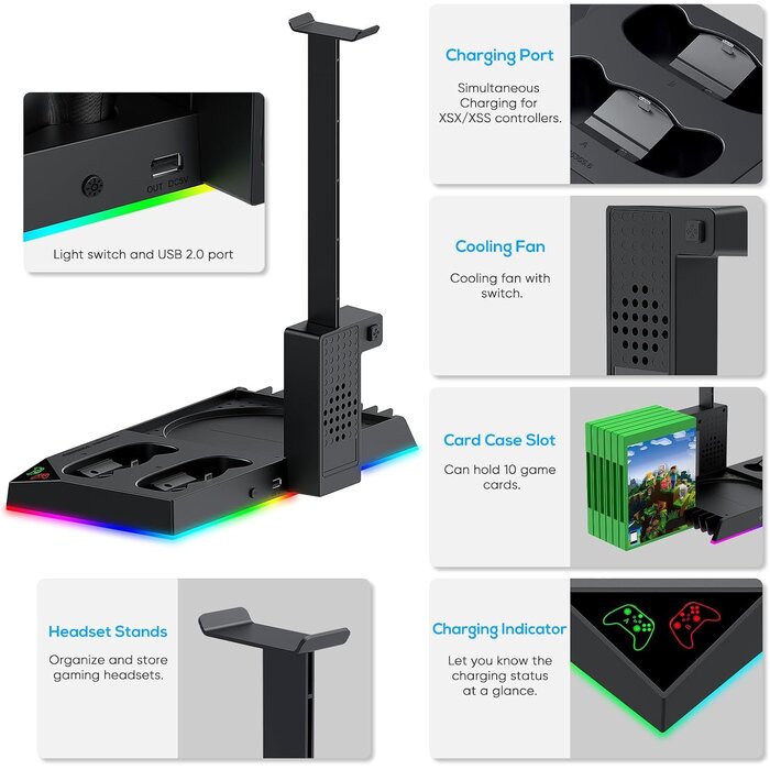 Support Vertical Xbox Series X avec Refroidissement et LED - 32% de remise