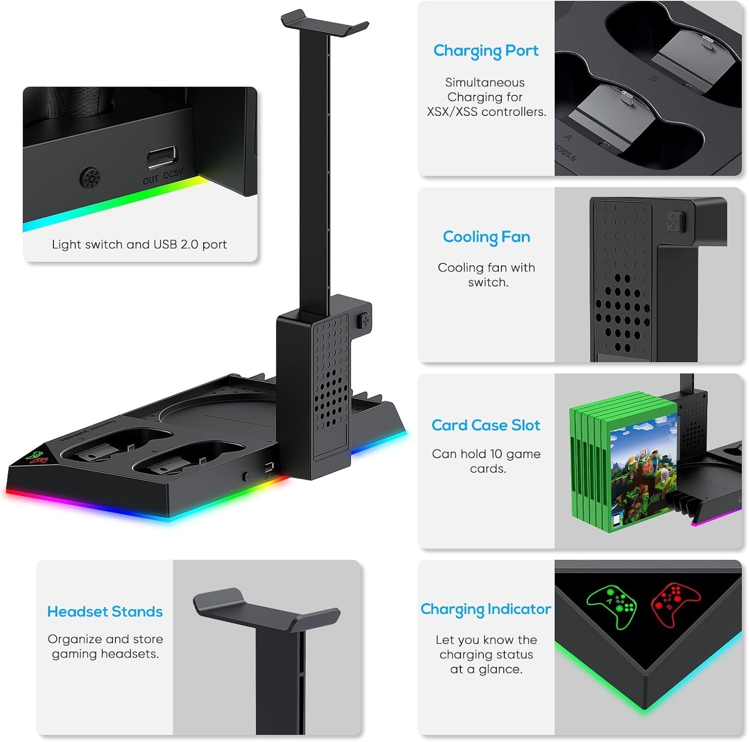 Support Vertical Xbox Series X avec Refroidissement et LED - 32% de remise