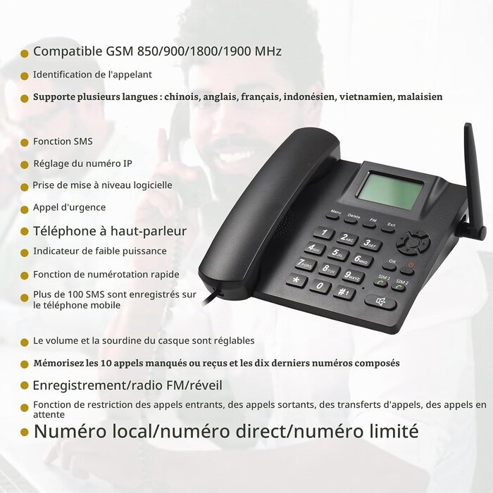 Téléphone fixe sans fil GSM Dual SIM - Antenne externe - 31% de remise
