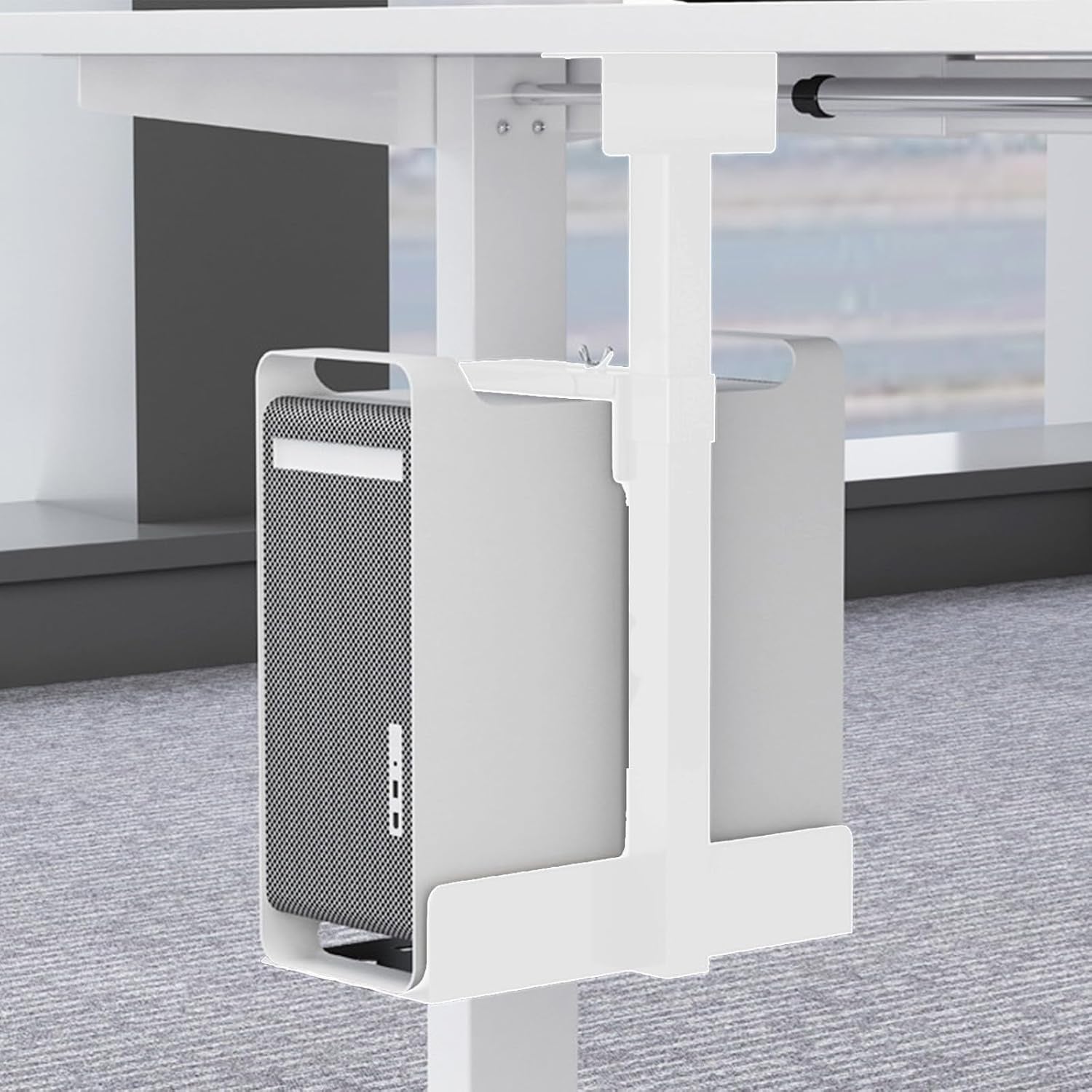 Support PC réglable sous bureau, acier blanc - 33% de remise