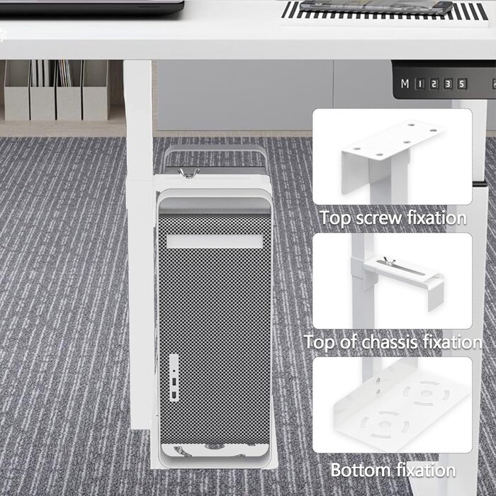 Support PC réglable sous bureau, acier blanc - 33% de remise