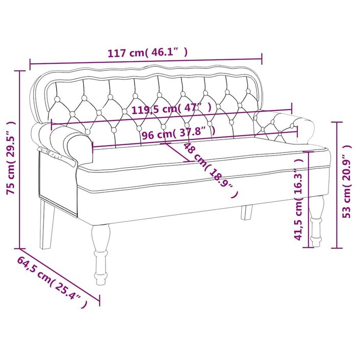 Banquette en velours gris foncé - 35% de remise
