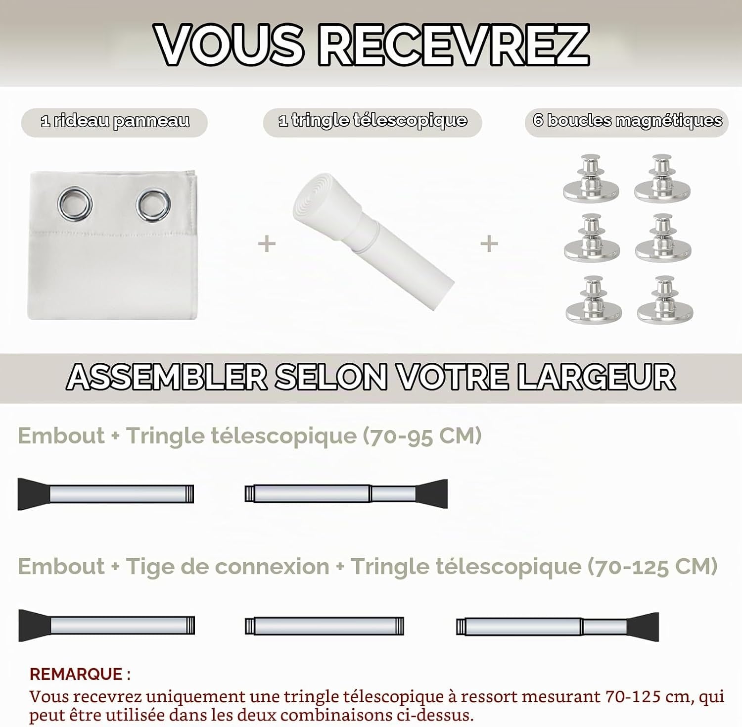 Rideau thermique occultant 132x195 cm blanc - 32% de remise