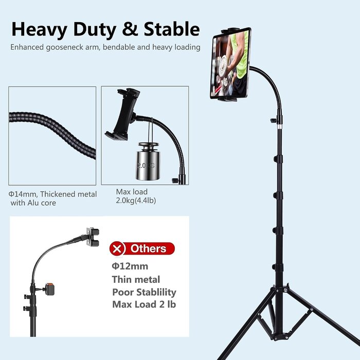 Trépied articulé 185 cm pour tablette et téléphone - 33% de remise