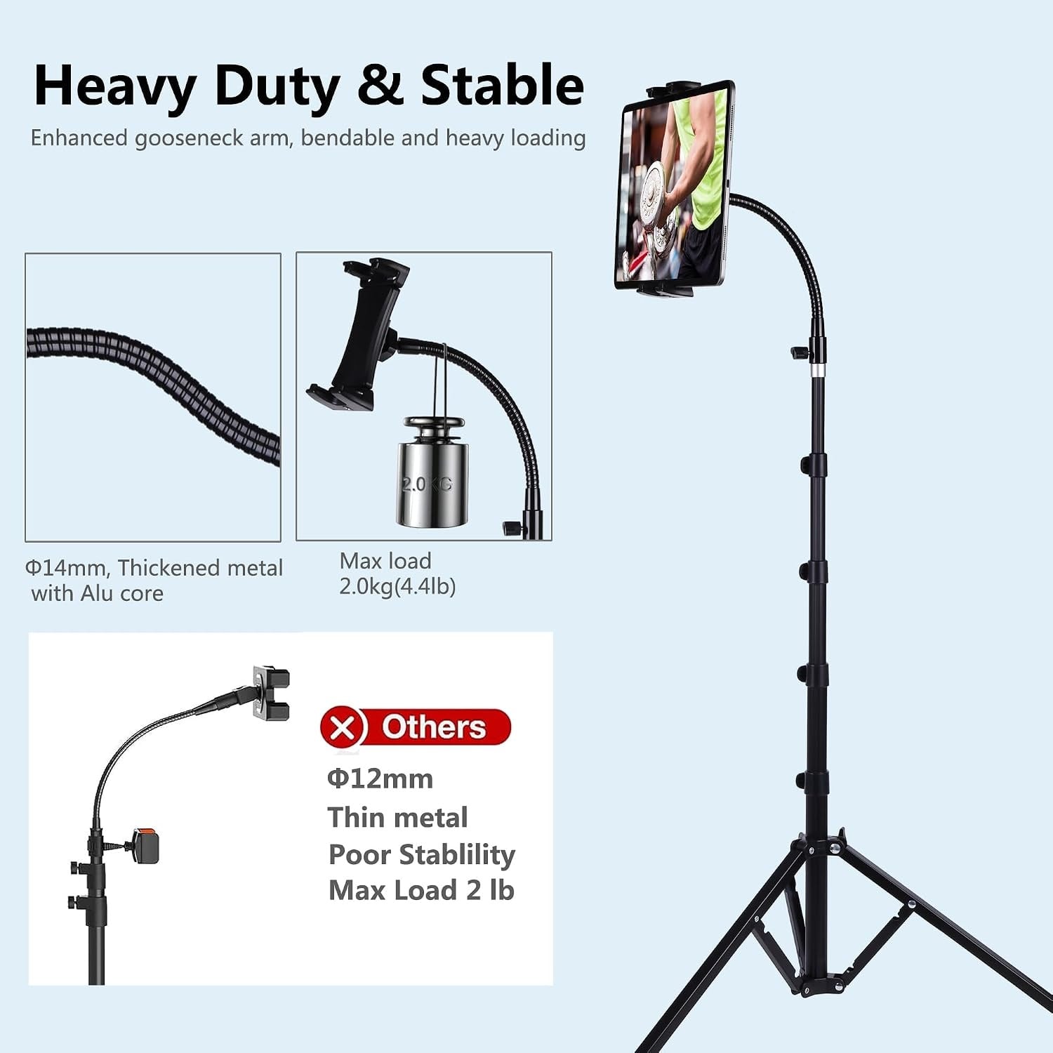 Trépied articulé 185 cm pour tablette et téléphone - 33% de remise