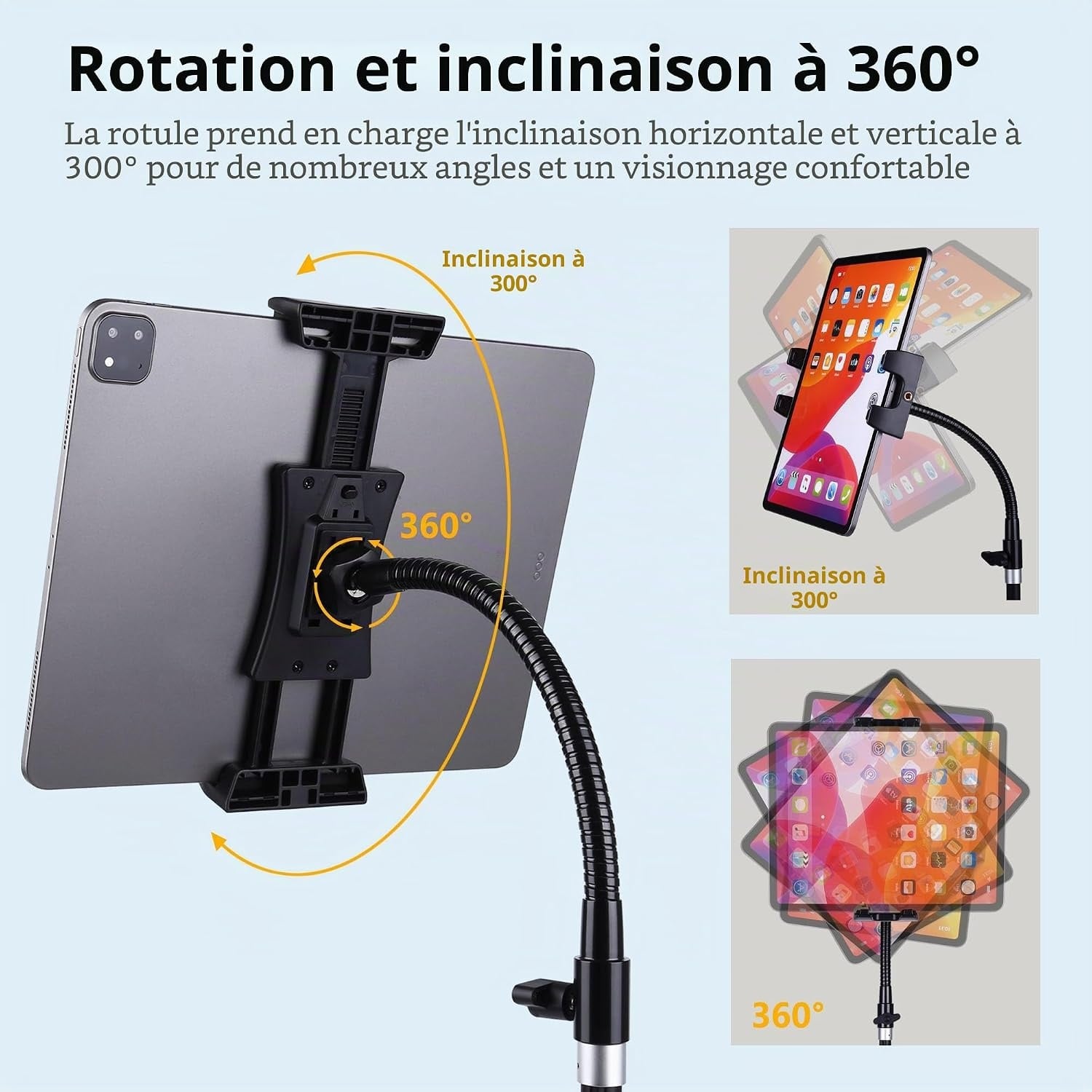 Trépied articulé 185 cm pour tablette et téléphone - 33% de remise