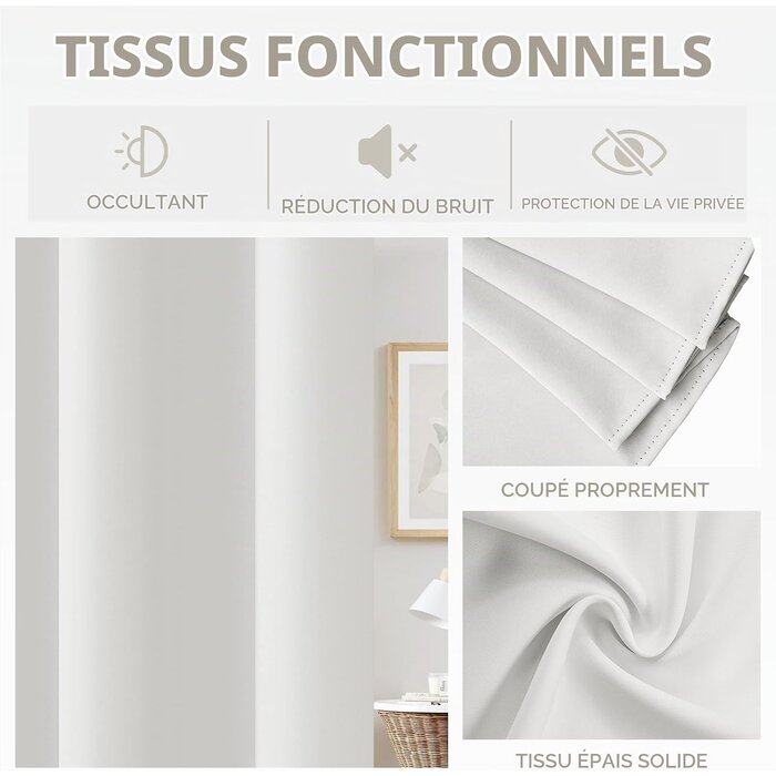 Rideau thermique magnétique 132x195 cm blanc - 32% de remise