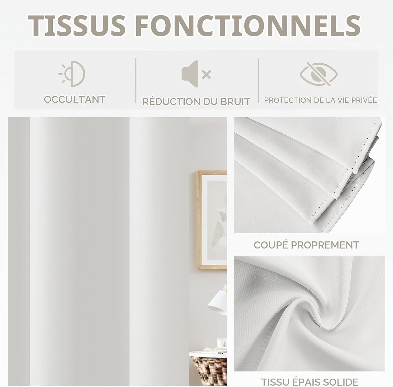 Rideau thermique magnétique 132x195 cm blanc - 32% de remise