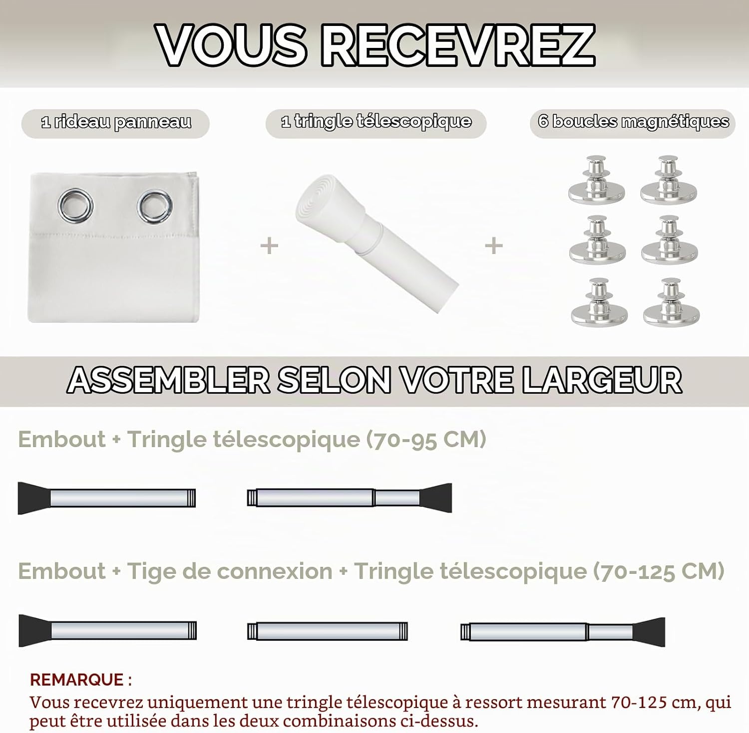 Rideau thermique magnétique blanc 132x195 cm - 32% de remise