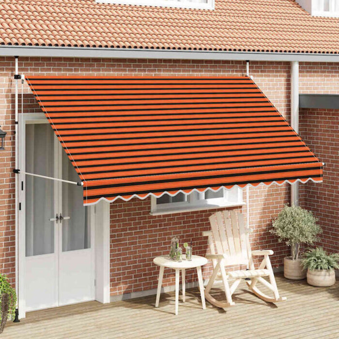 Store banne manuel rétractable 350 cm orange et marron - 35% de remise