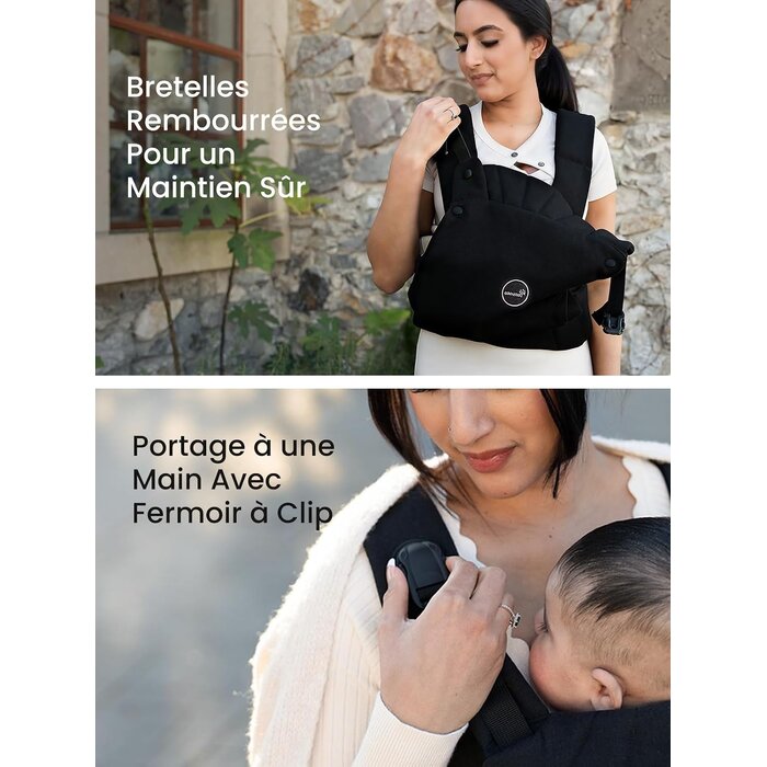 Porte-bébé physiologique ergonomique noir (3-18 kg) - 33% de remise