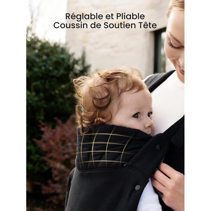 Porte-bébé physiologique ergonomique noir (3-18 kg) - 33% de remise