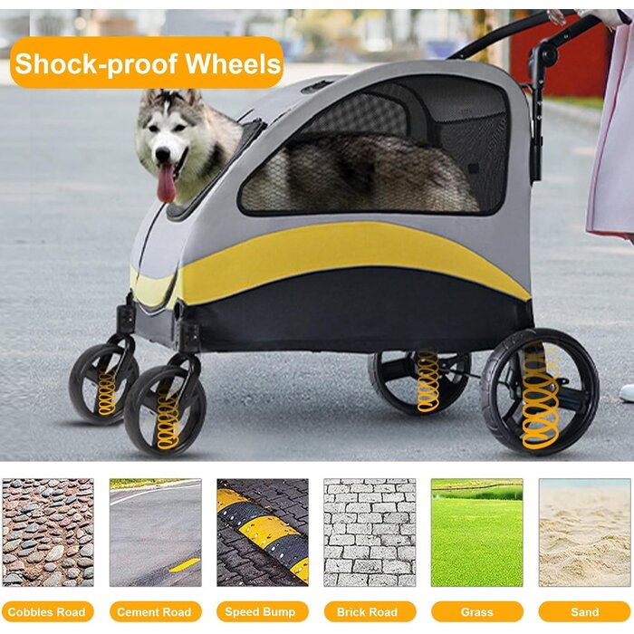Poussette pour chien XXL 65 kg - Gris - 35% de remise