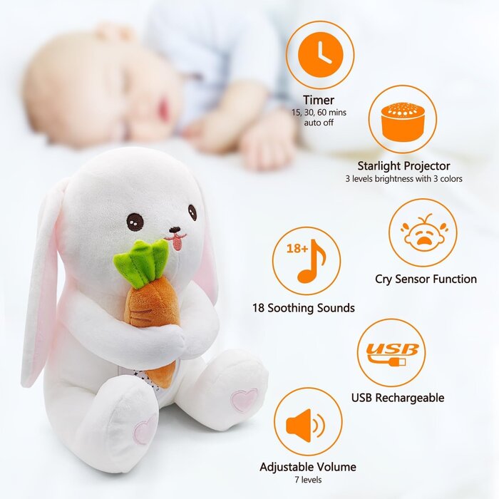 Veilleuse bébé projecteur d'étoiles Lapin - 32% de remise
