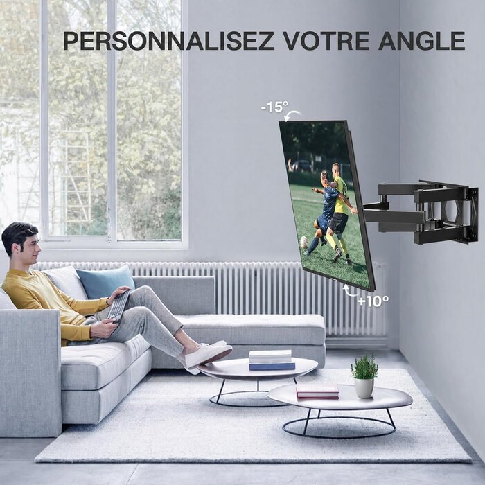 Support Mural TV Articulé 26-70 pouces - 32% de remise - Acier Robuste