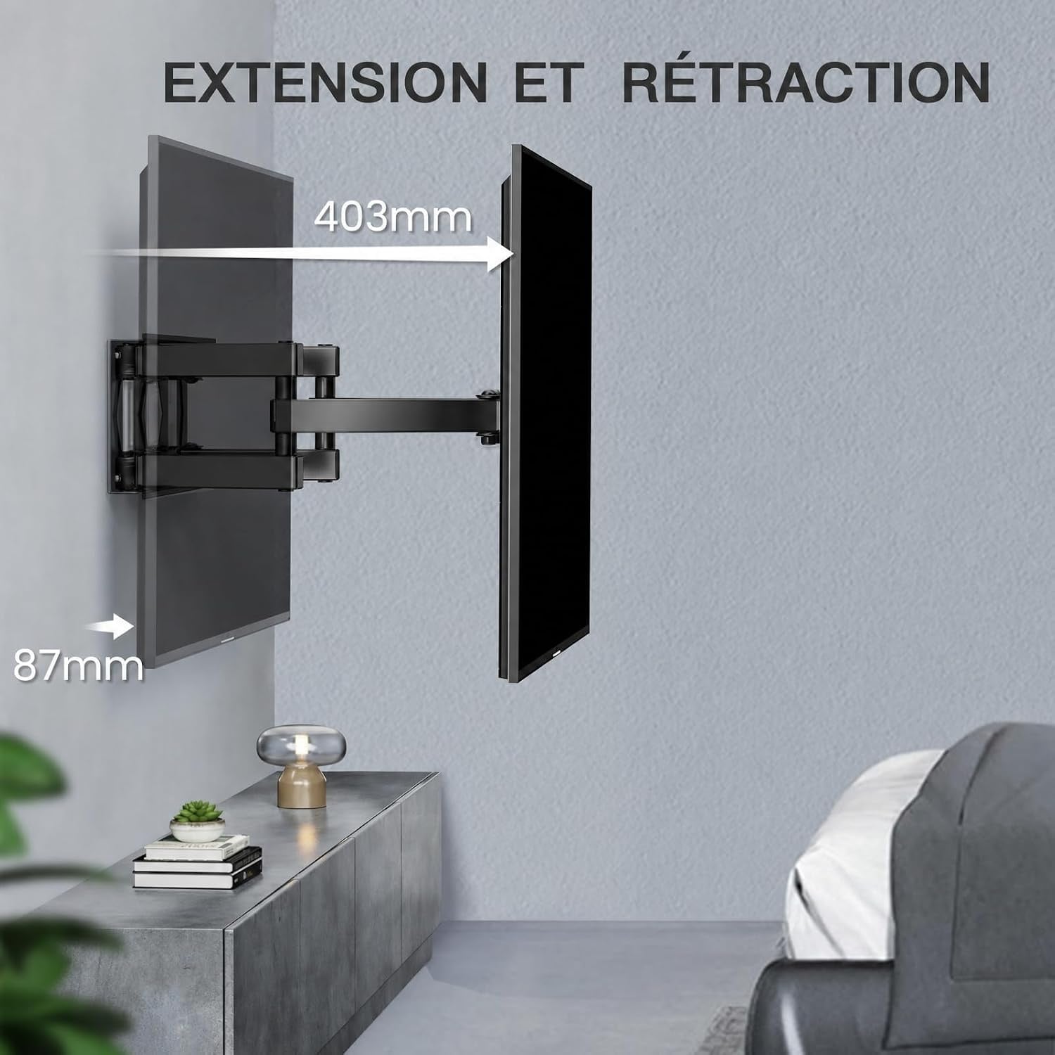 Support Mural TV Articulé 26-70 pouces - 32% de remise - Acier Robuste