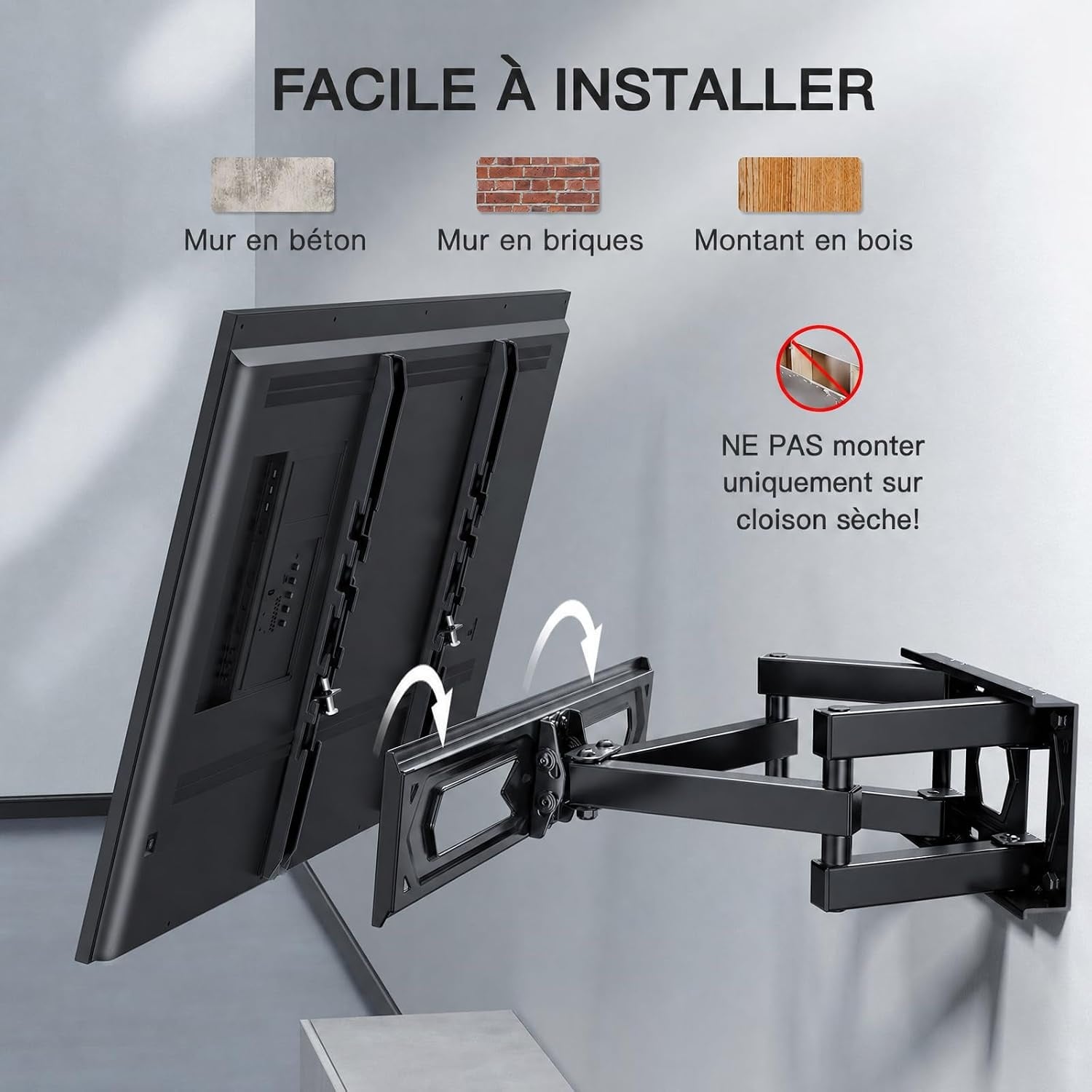 Support Mural TV Articulé 26-70 pouces - 32% de remise - Acier Robuste