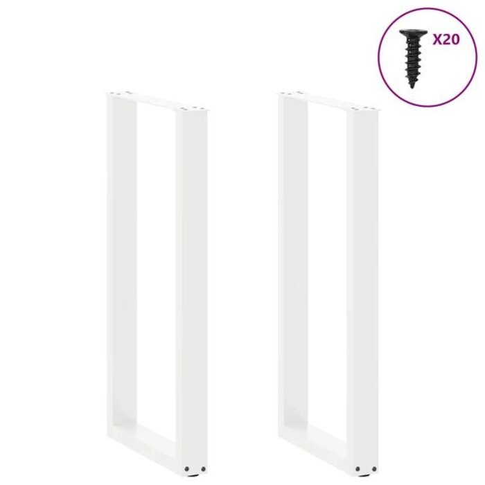 Pieds de table de bar en U acier blanc 40x100 cm - 34% de remise