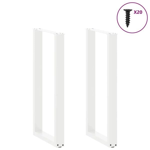 Pieds de table de bar en U acier blanc 40x100 cm - 34% de remise