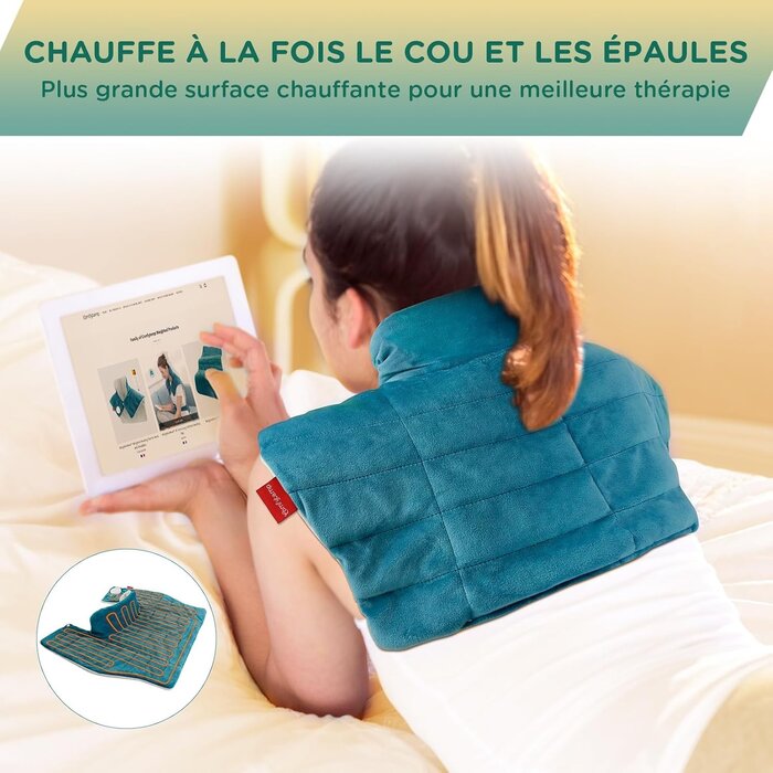 Coussin chauffant lesté cou et épaules - 33% de remise - 9 niveaux de chaleur