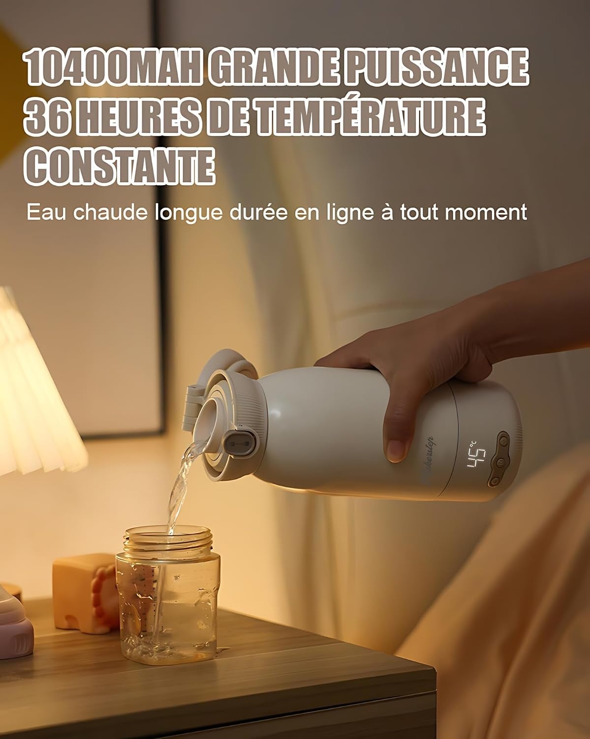 Chauffe-biberon portable 500ml 10400mAh - Blanc cassé - 33% de remise