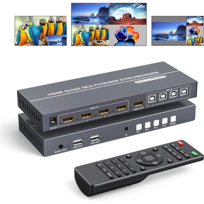 Commutateur KVM HDMI 4 ports 4K - Quad Multiviewer - 34% de remise